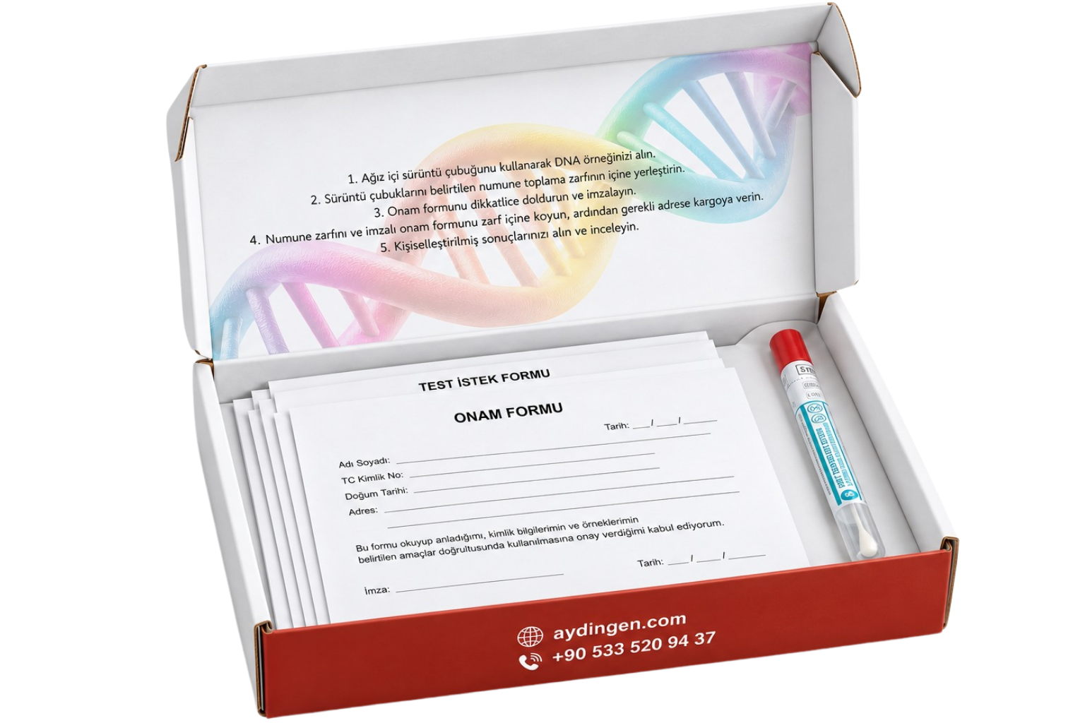 Aydın Gen DNA Test Kiti İçeriği - Swab, Onam Formu